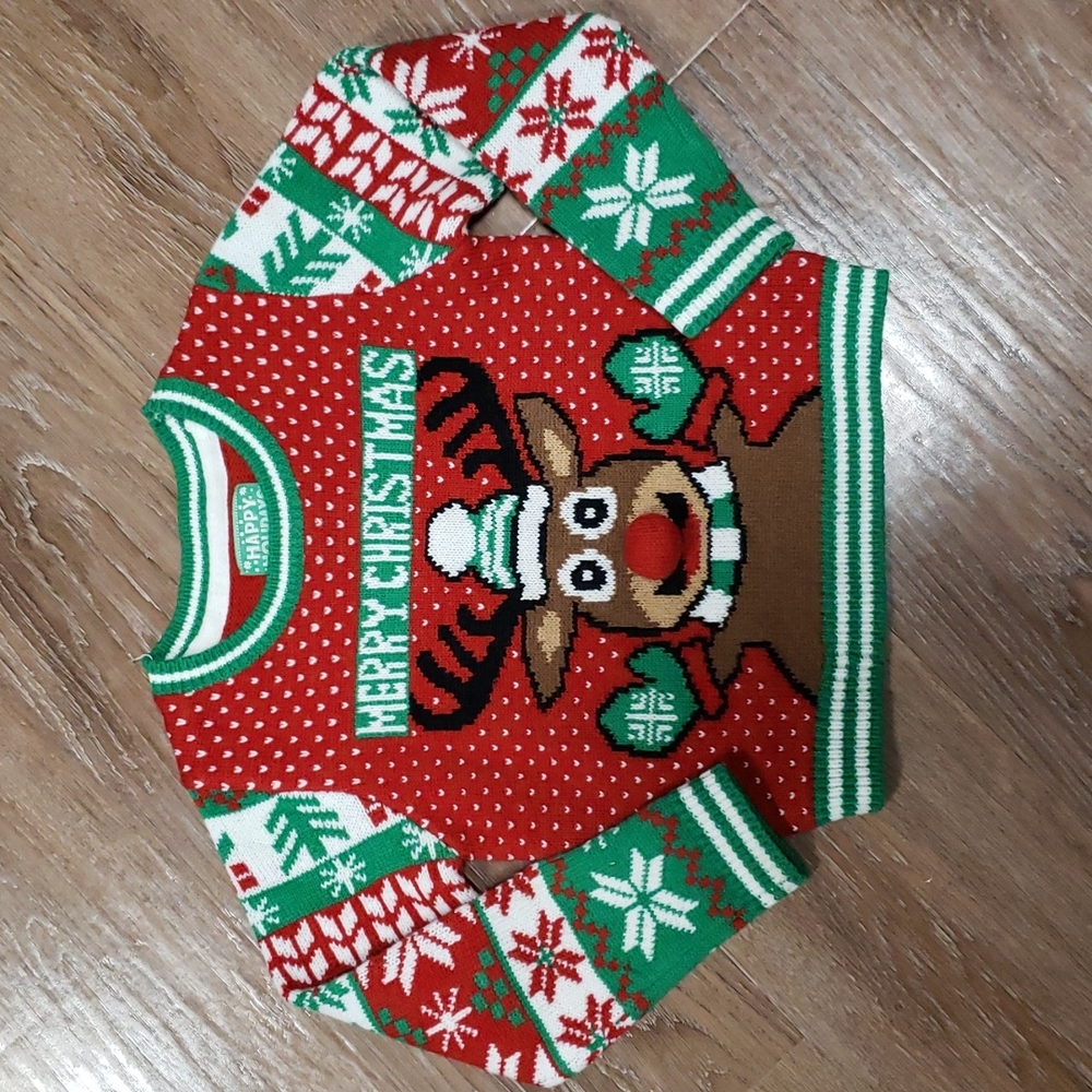 (4) Happy Holidays Youth Toddler Festive Holiday Knit Sweater Cozy Celebrations